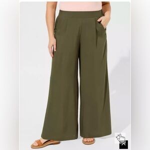 Torrid Olive Challis Wide-Leg Pants